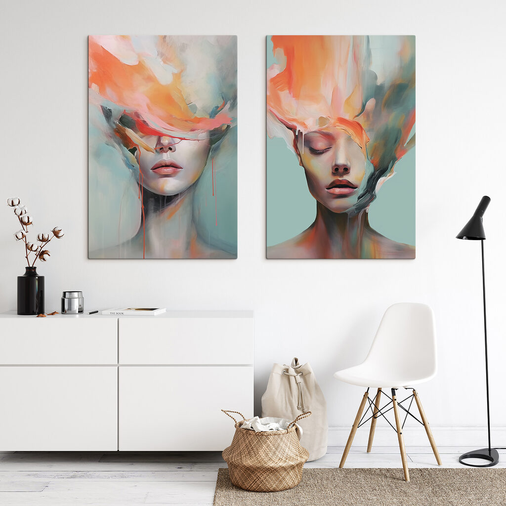 Collage of a woman's face and a painting