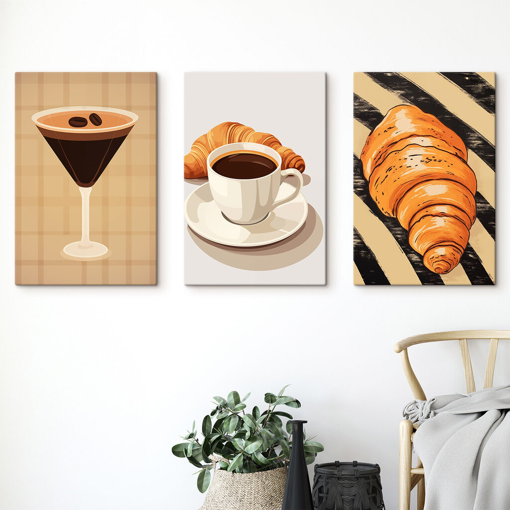 Cup of coffee and croissants