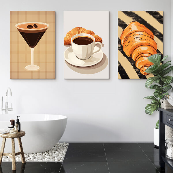 Cup of coffee and croissants