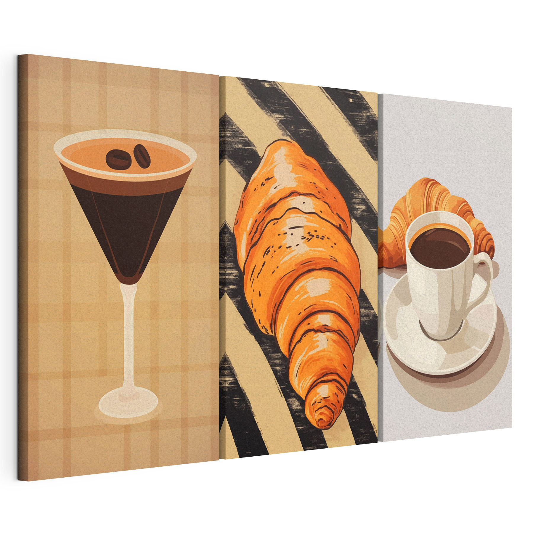 Cup of coffee and croissants