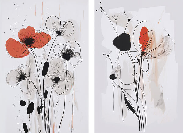 Painting of flowers on a white surface