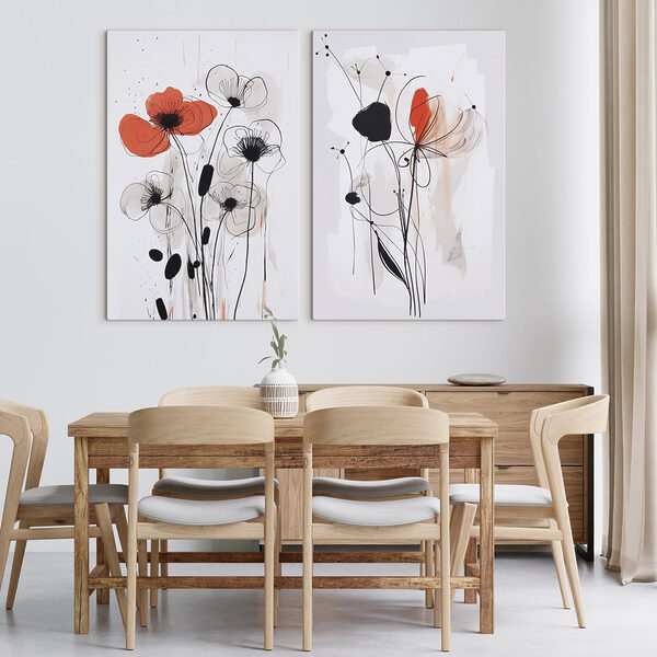 Painting of flowers on a white surface