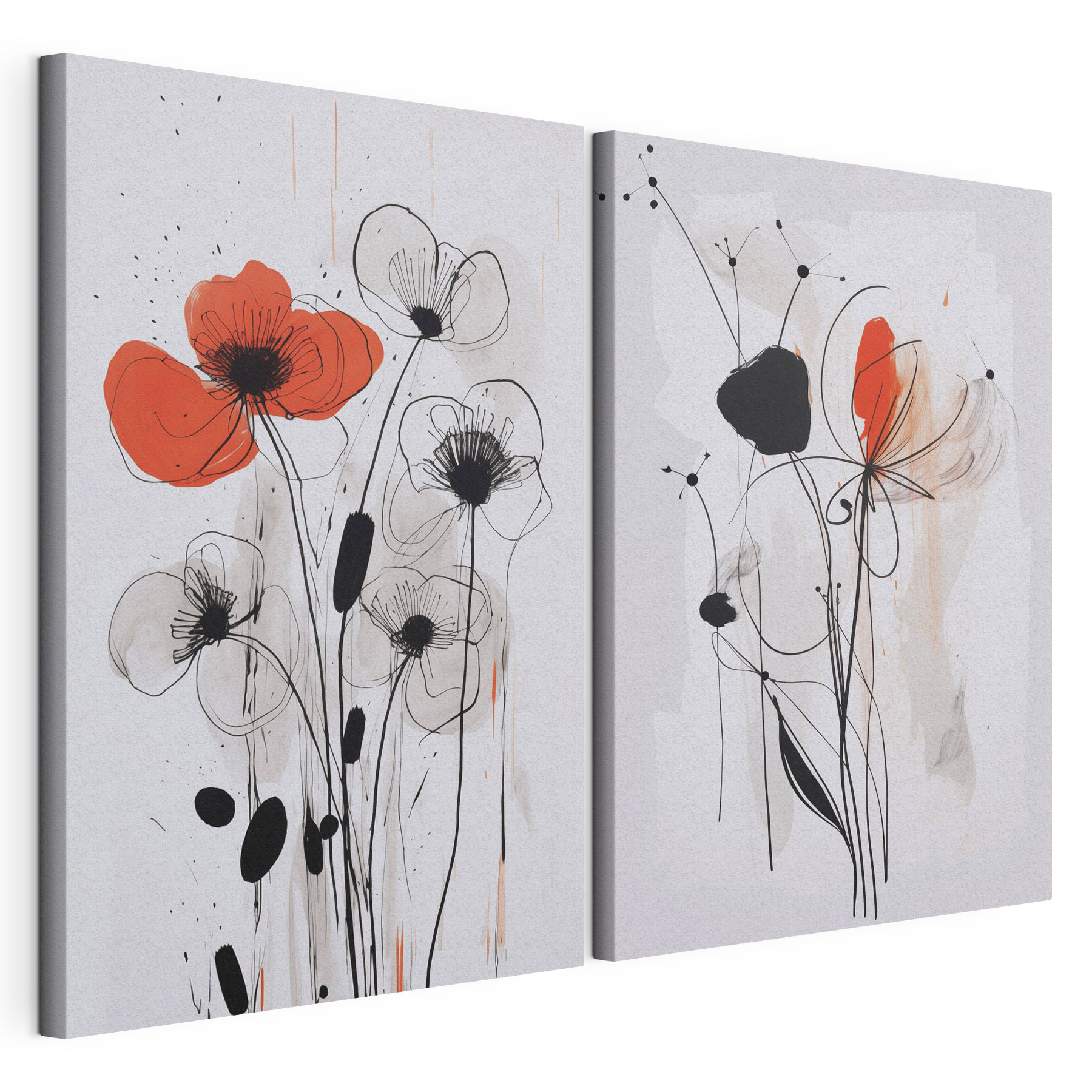 Painting of flowers on a white surface