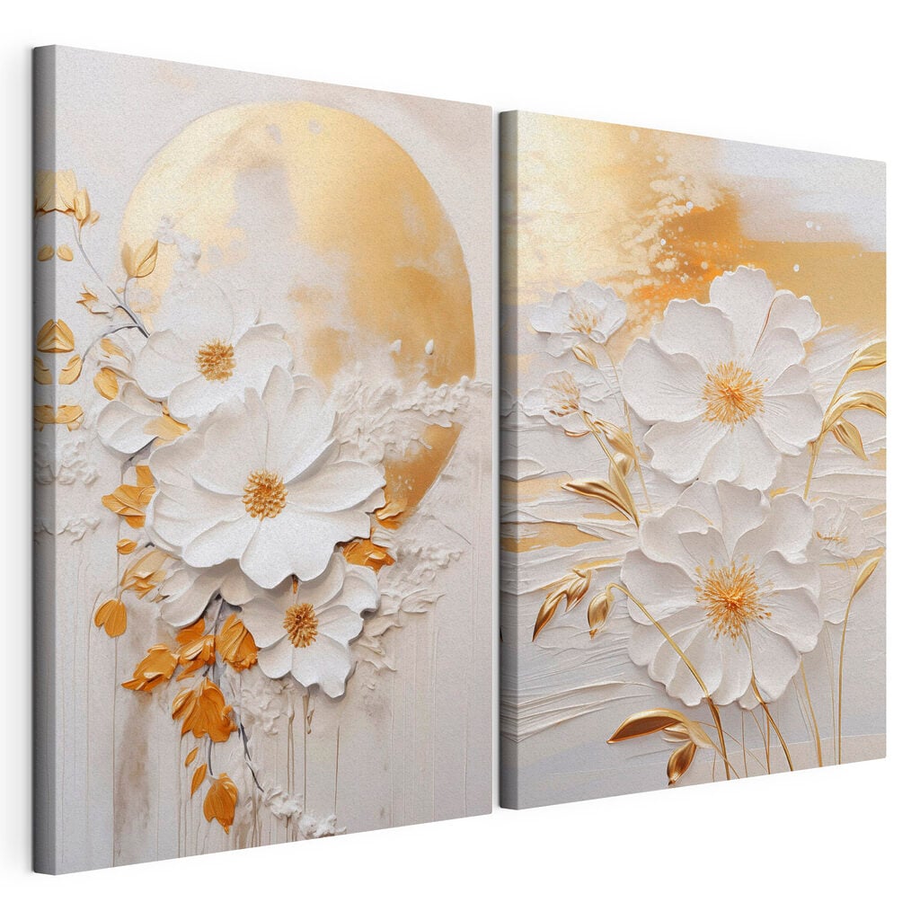 Painting of flowers and a moon
