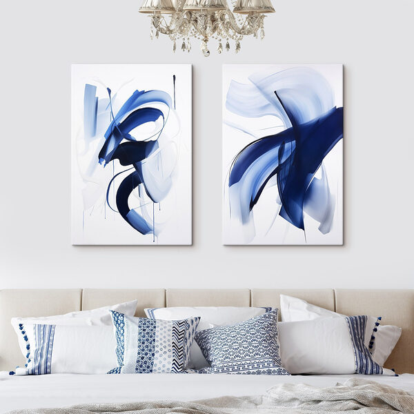 Two images of blue paint