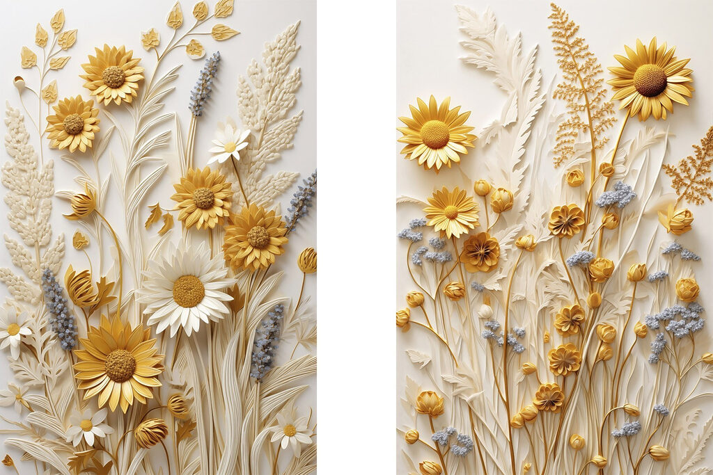 Collage of flowers and leaves