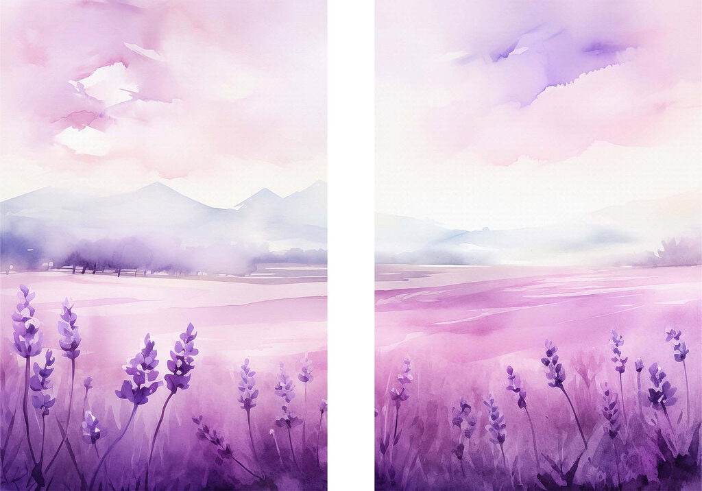 Painting of a lavender field