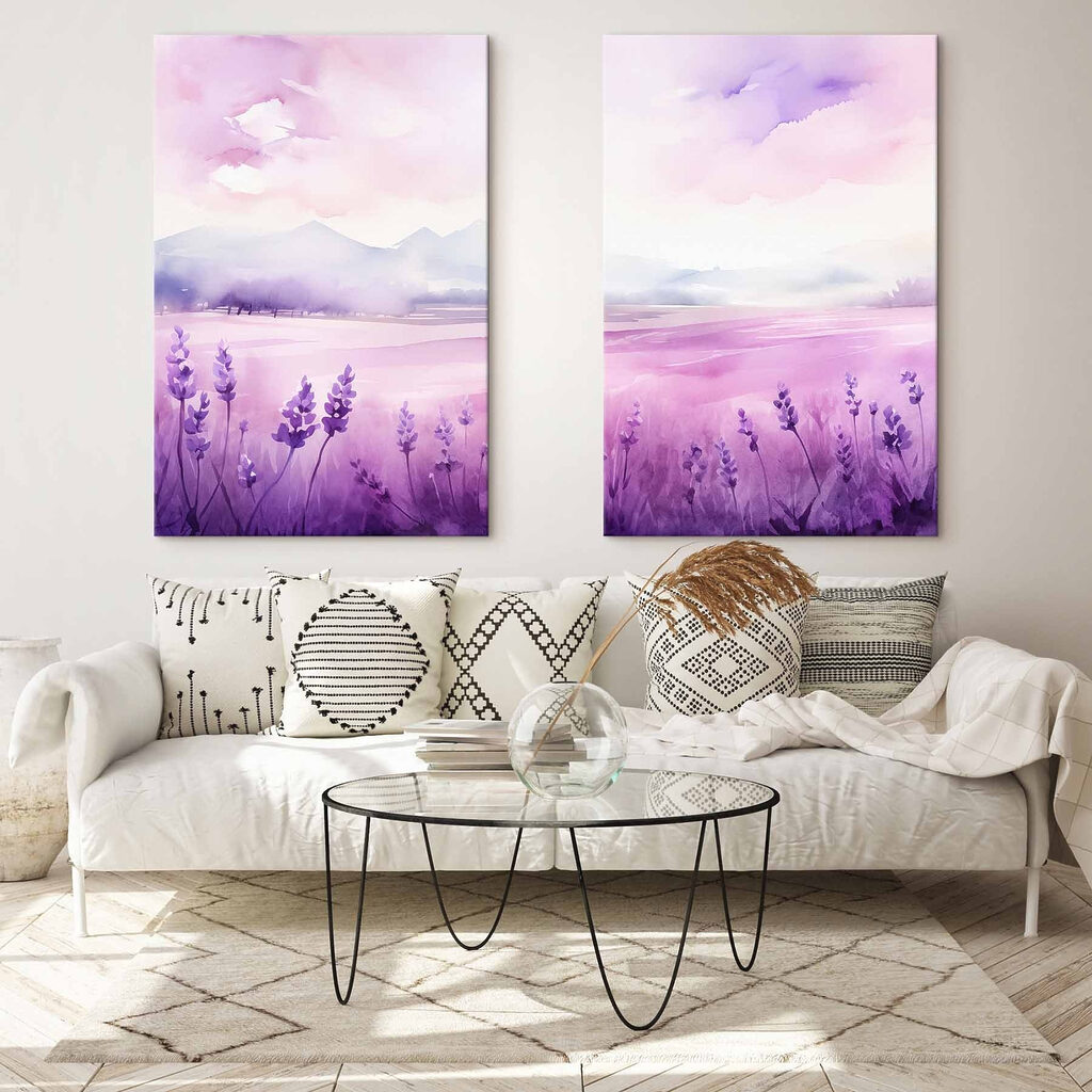 Painting of a lavender field