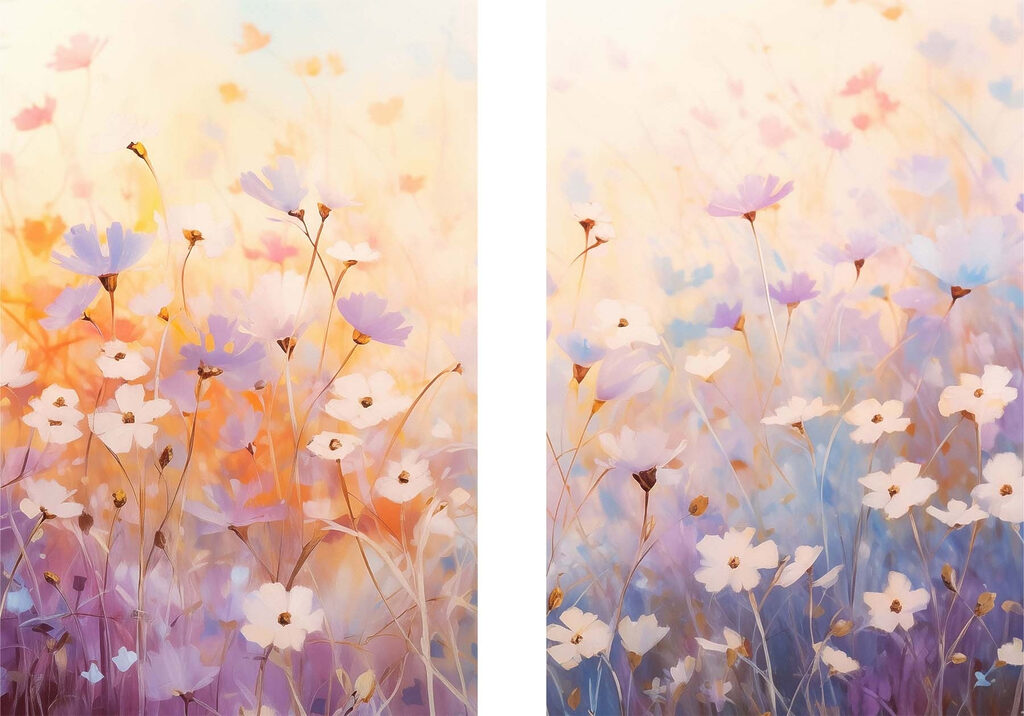 Painting of flowers in a field