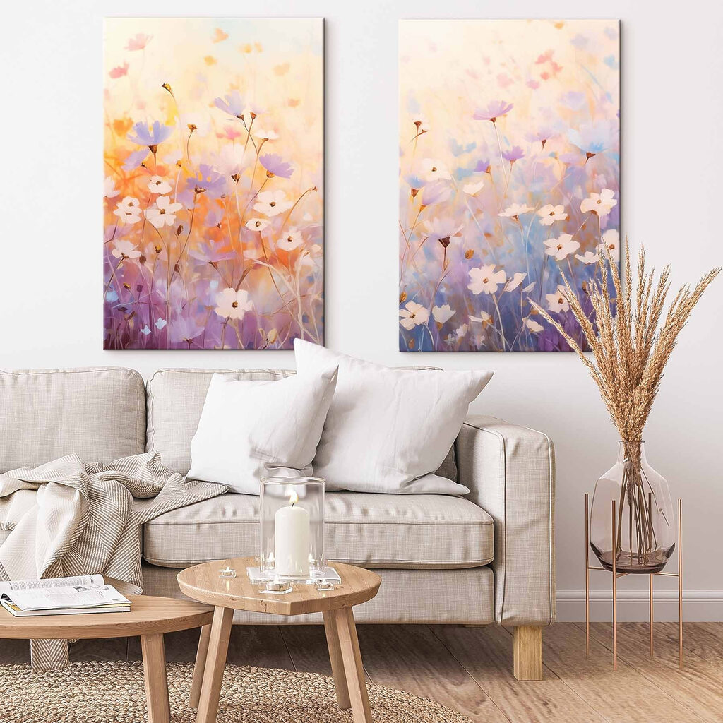 Painting of flowers in a field