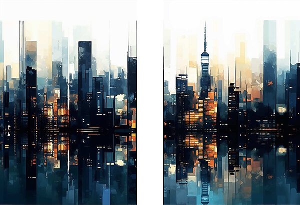 City skyline with a reflection of the water