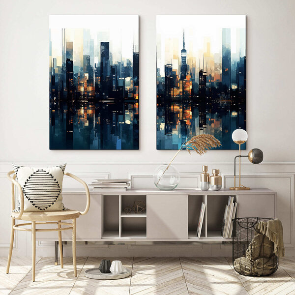City skyline with a reflection of the water