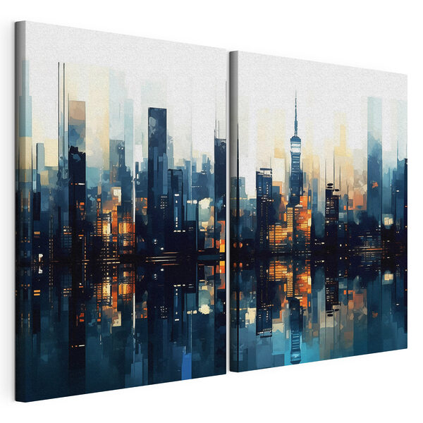 City skyline with a reflection of the water