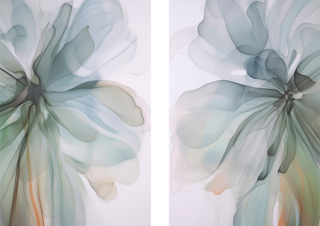Soft, fluid blossoms in gentle colors