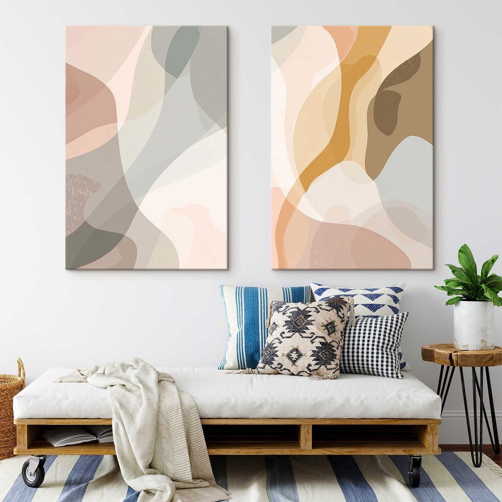 Fluid shapes in soft color palette
