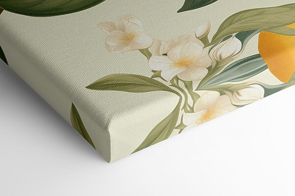 Two images of oranges and flowers