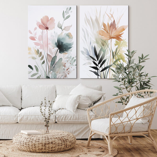 Painting of flowers and leaves