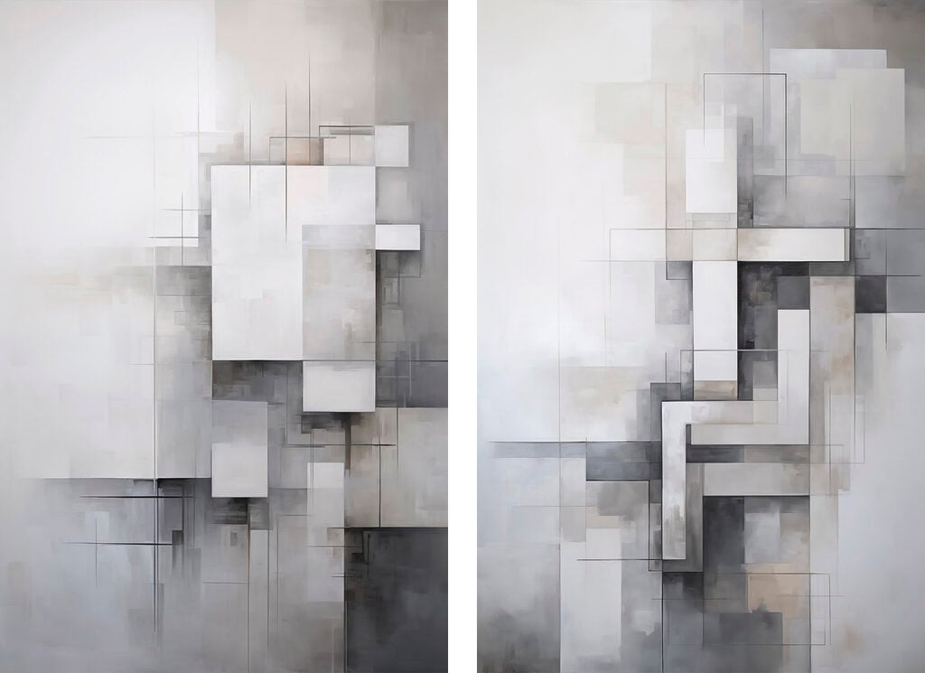 Painting of squares and lines