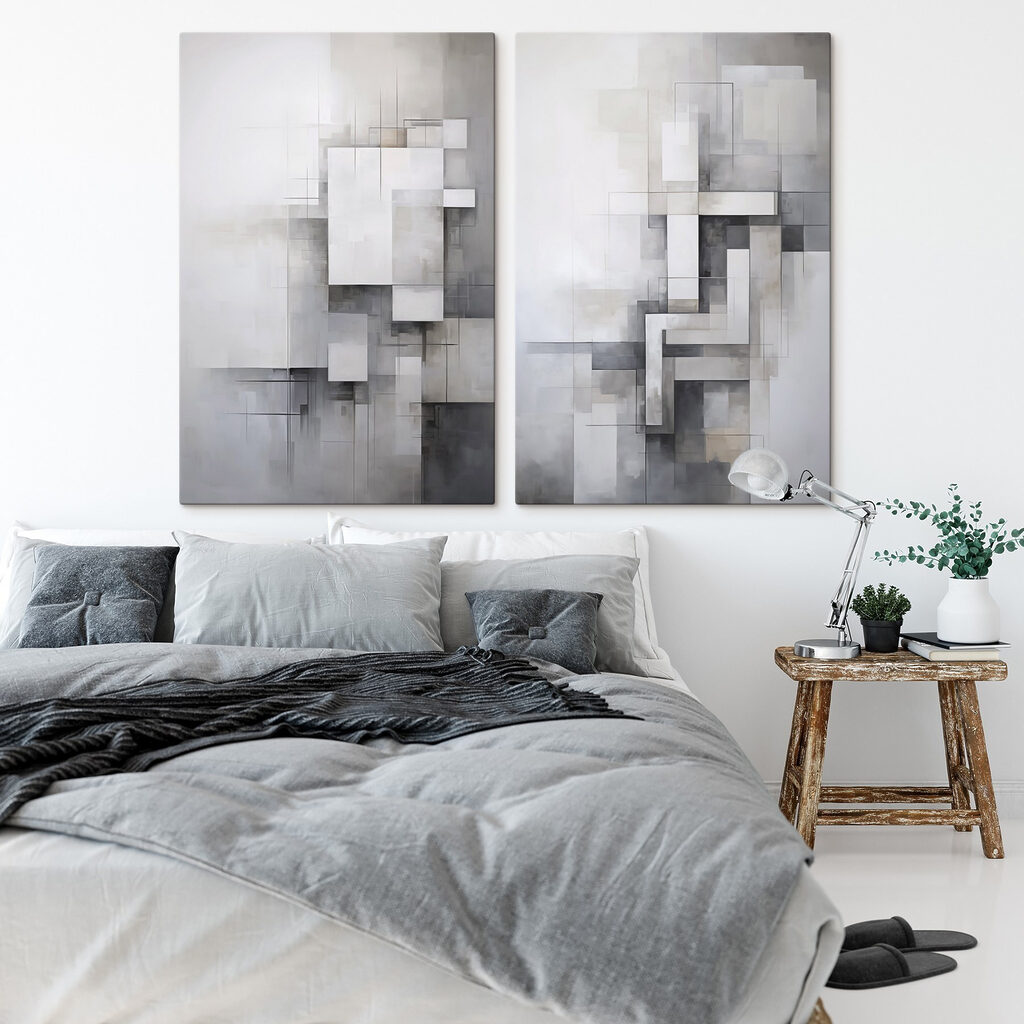 Painting of squares and lines