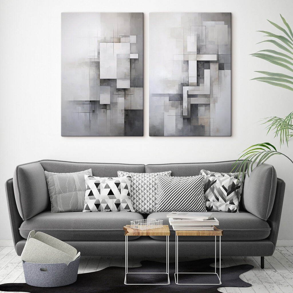 Painting of squares and lines