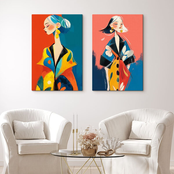 Collage of a woman wearing a colorful coat