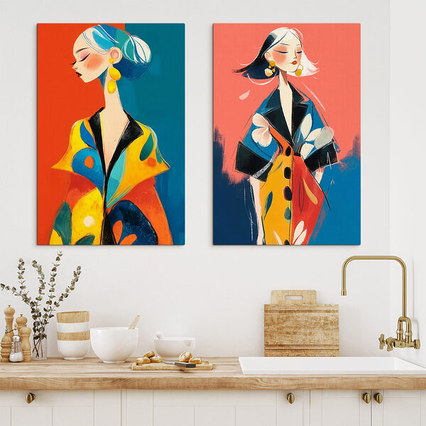 Collage of a woman wearing a colorful coat