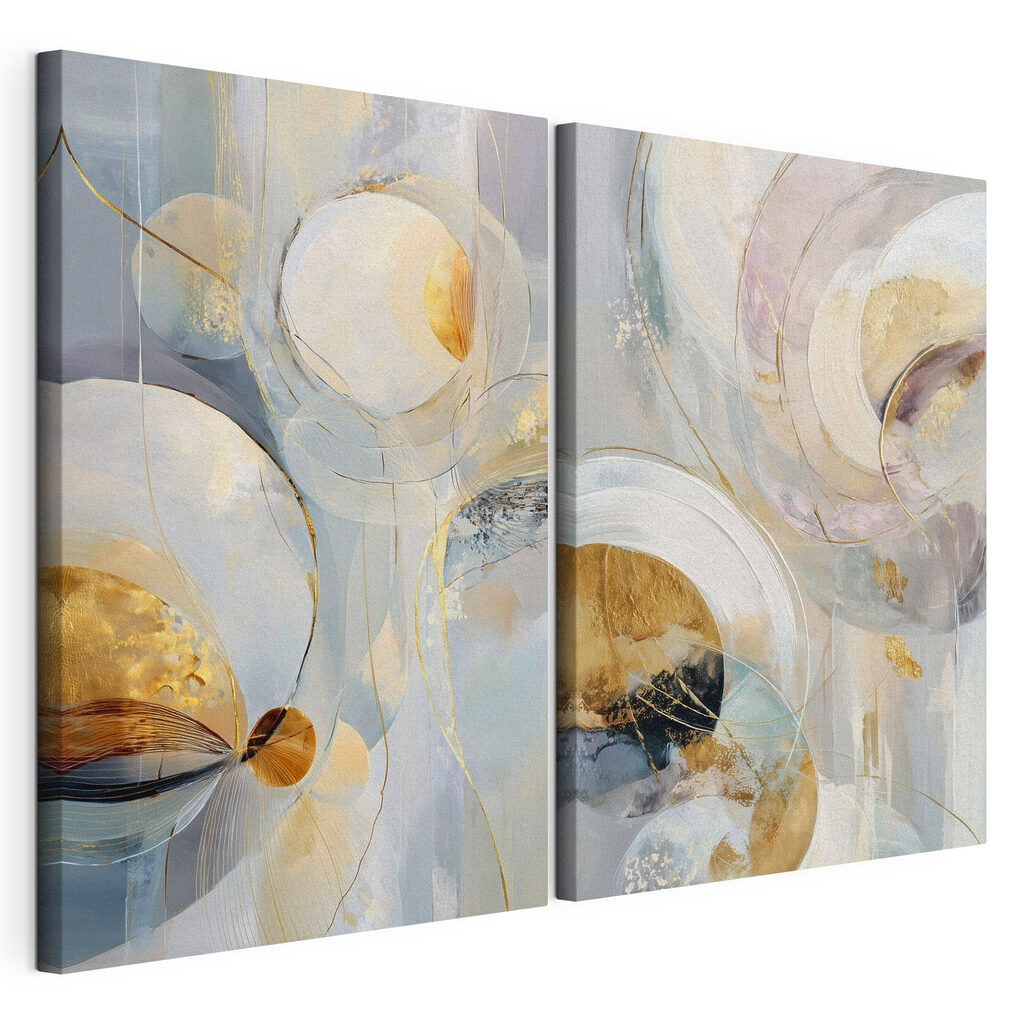 - Flowing forms in soft, warm colors