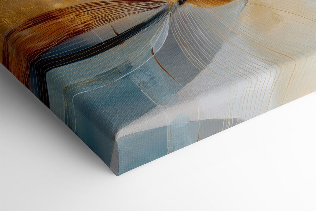 - Flowing forms in soft, warm colors
