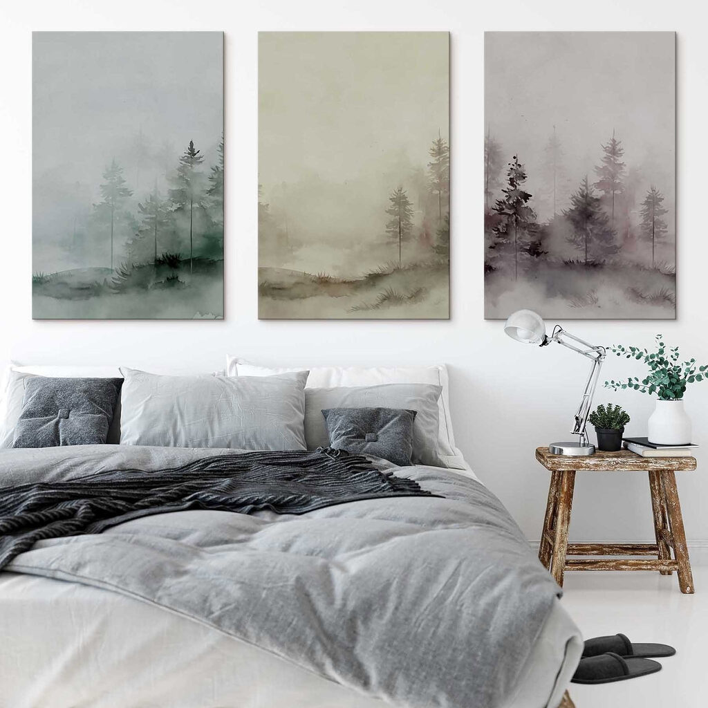 Group of watercolor trees