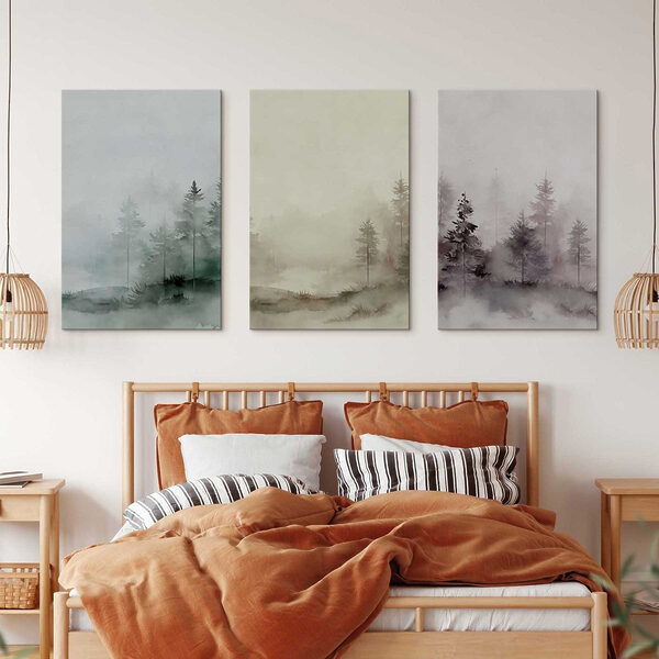Group of watercolor trees