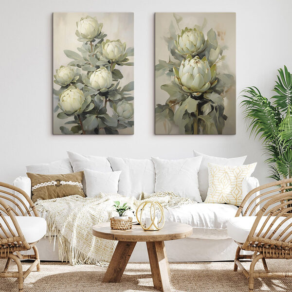 Painting of flowers on a plant
