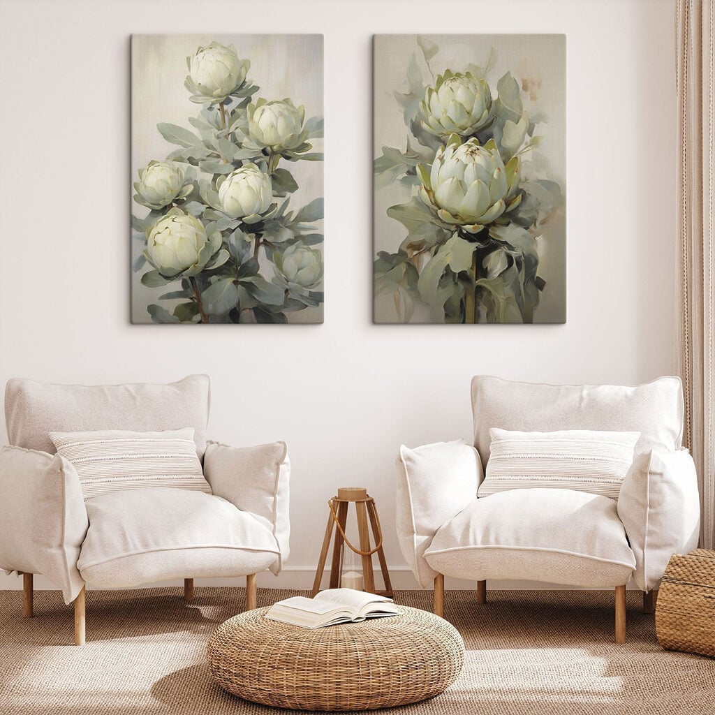 Painting of flowers on a plant