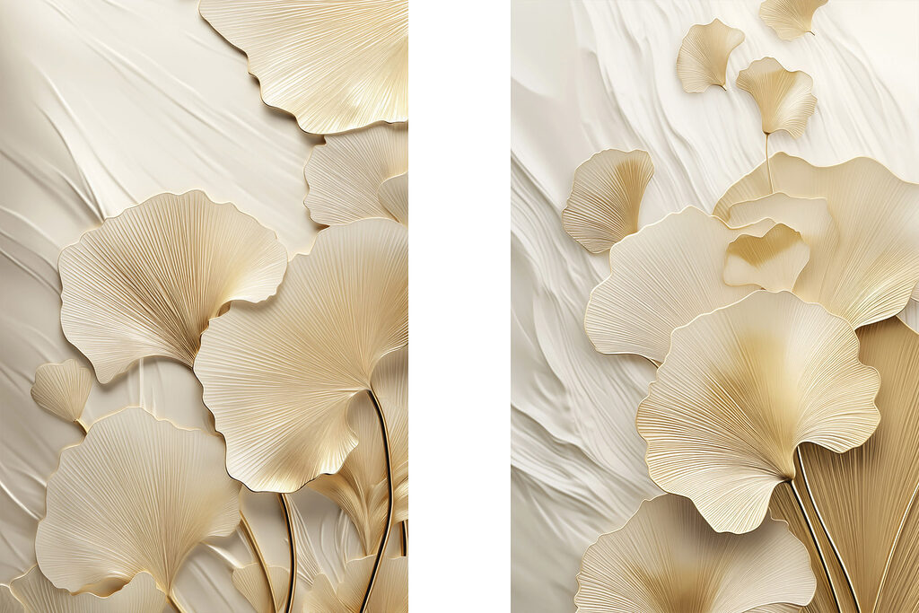 Delicate leaves in soft tones