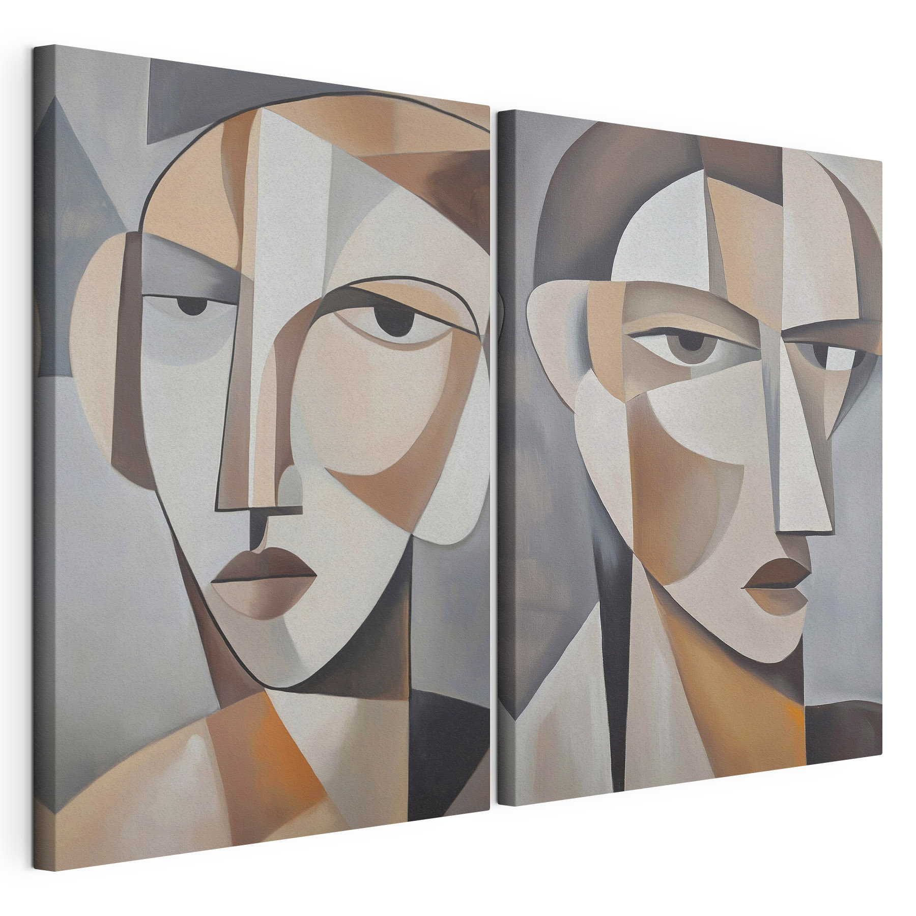 Two paintings of a woman's face