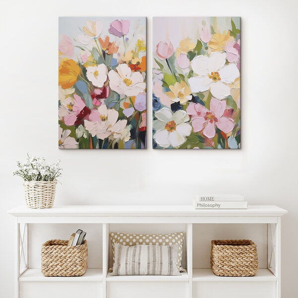 Painting of flowers on canvas