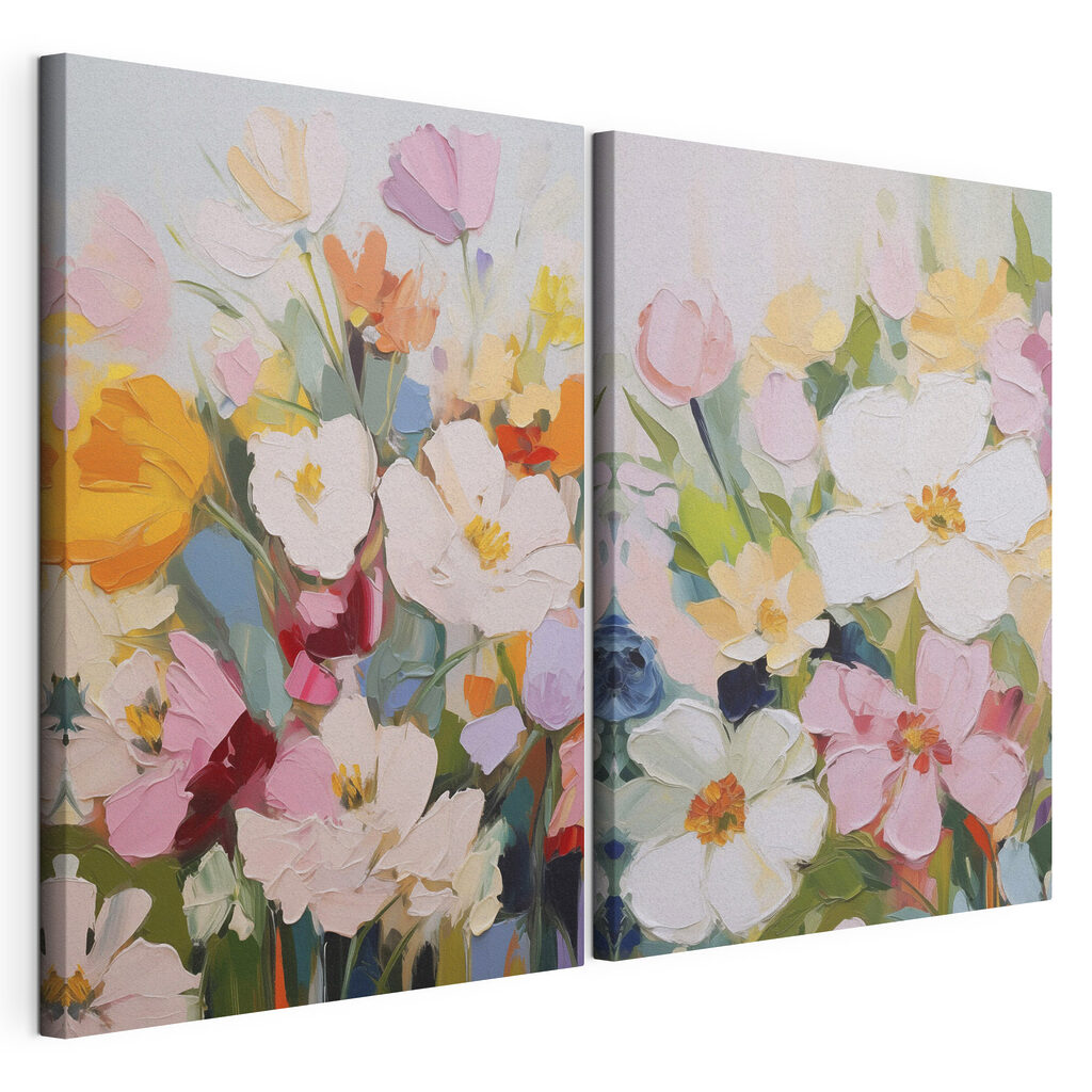 Painting of flowers on canvas