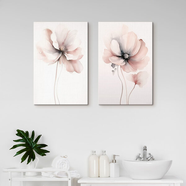 Painting of flowers on a white surface