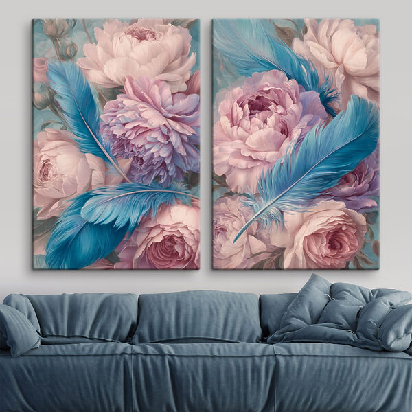 Delicate blooms with feather accents