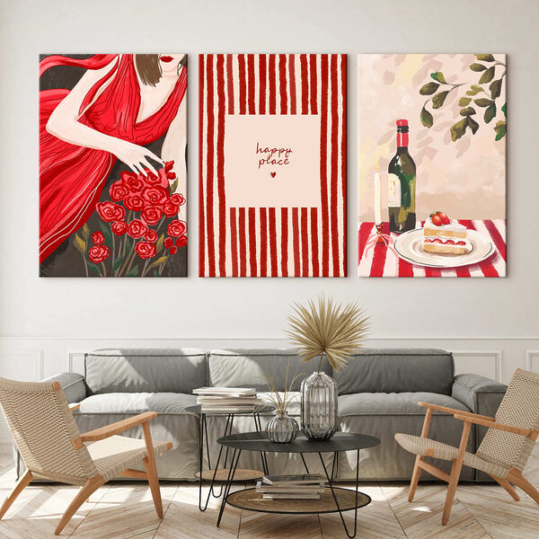 Collage of a woman holding a bouquet of roses and a candle