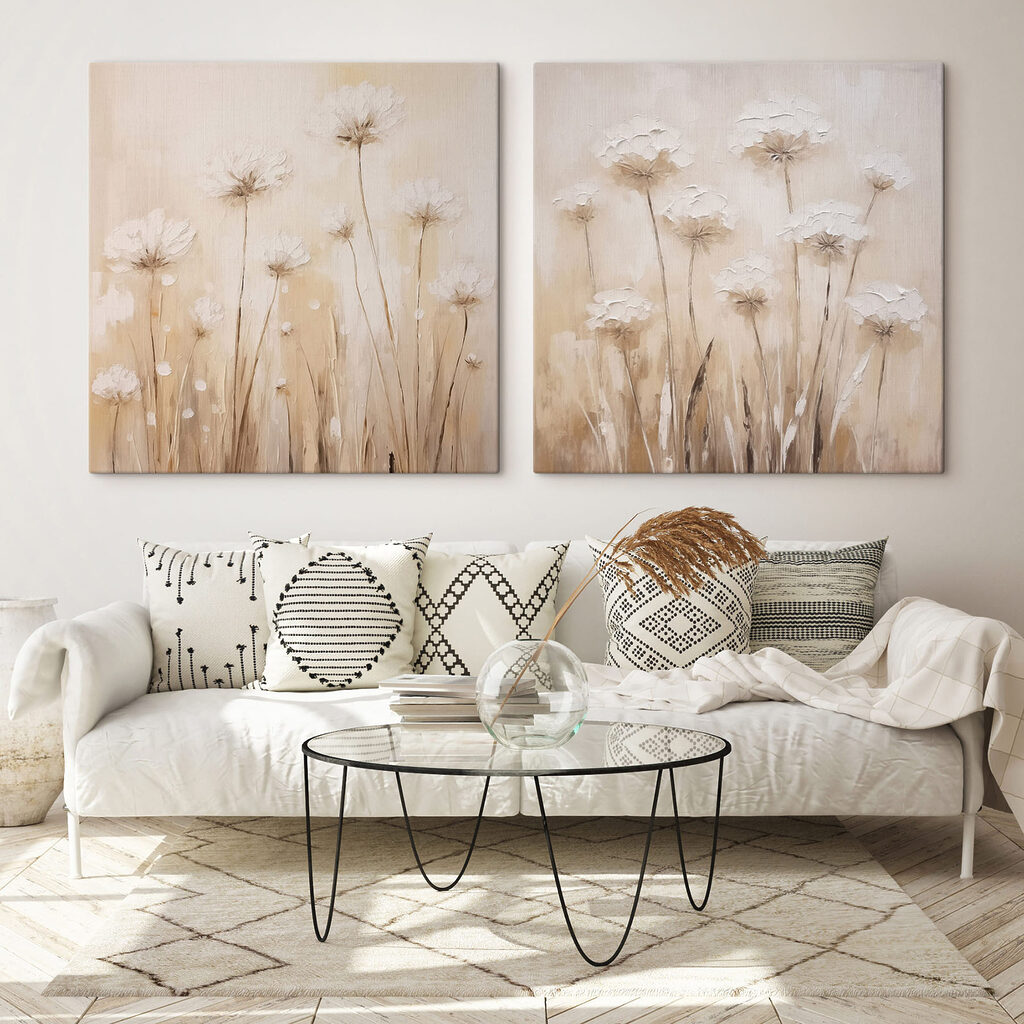 Painting of flowers on a beige background