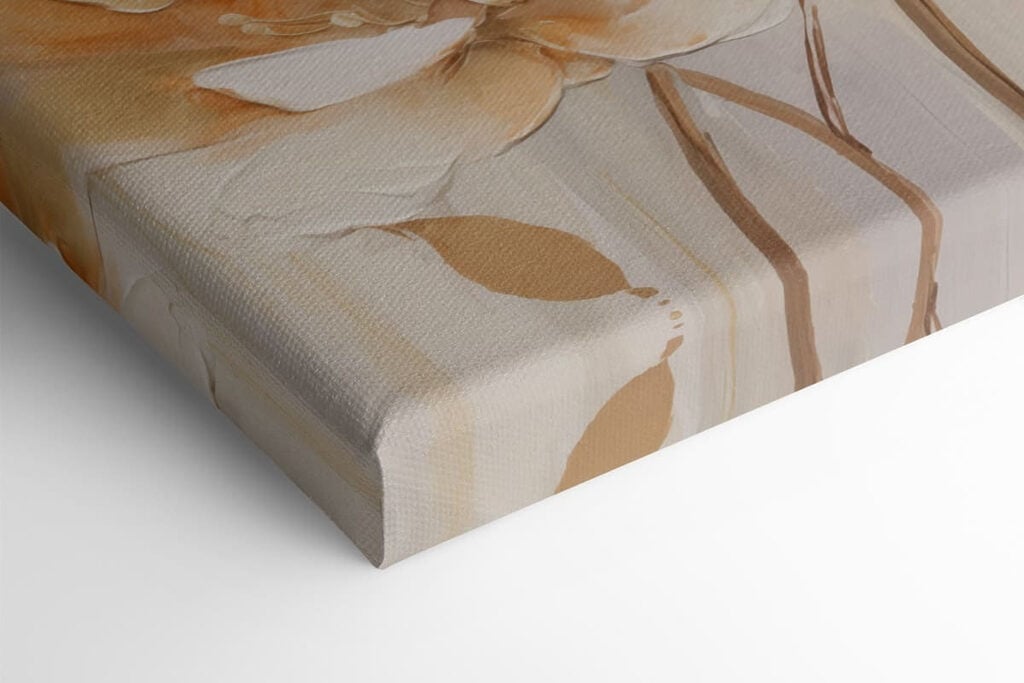 Two paintings of flowers on a beige background