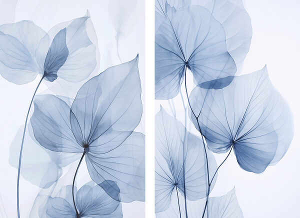Delicate blue leaves in soft hues