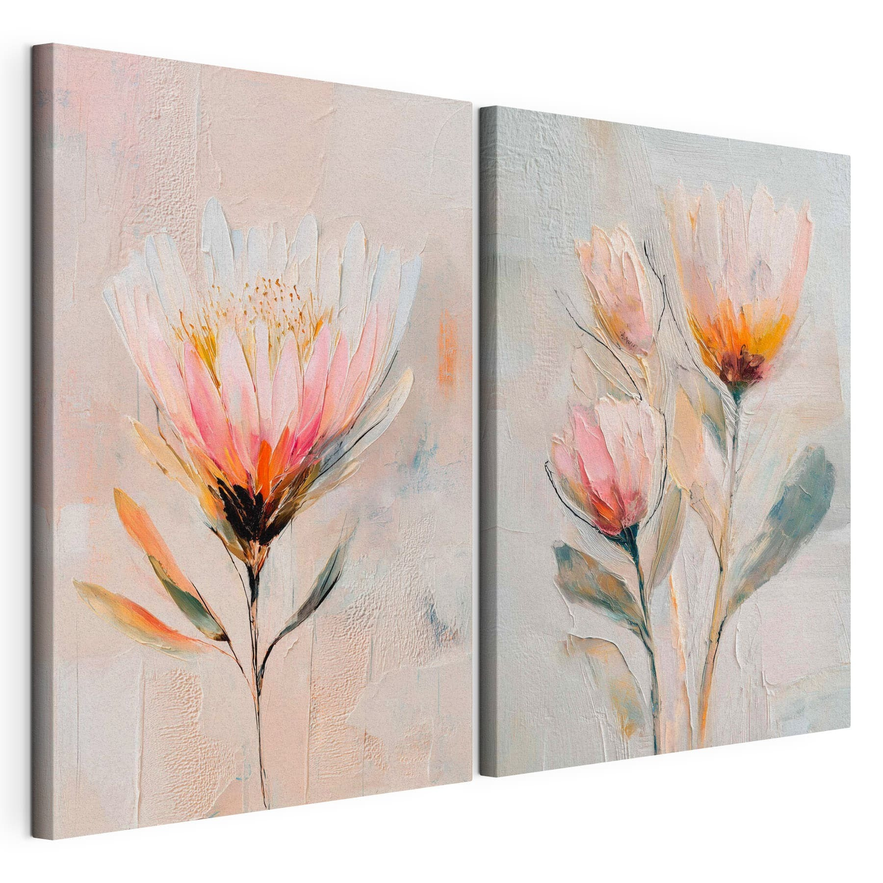 Painting of flowers on canvas