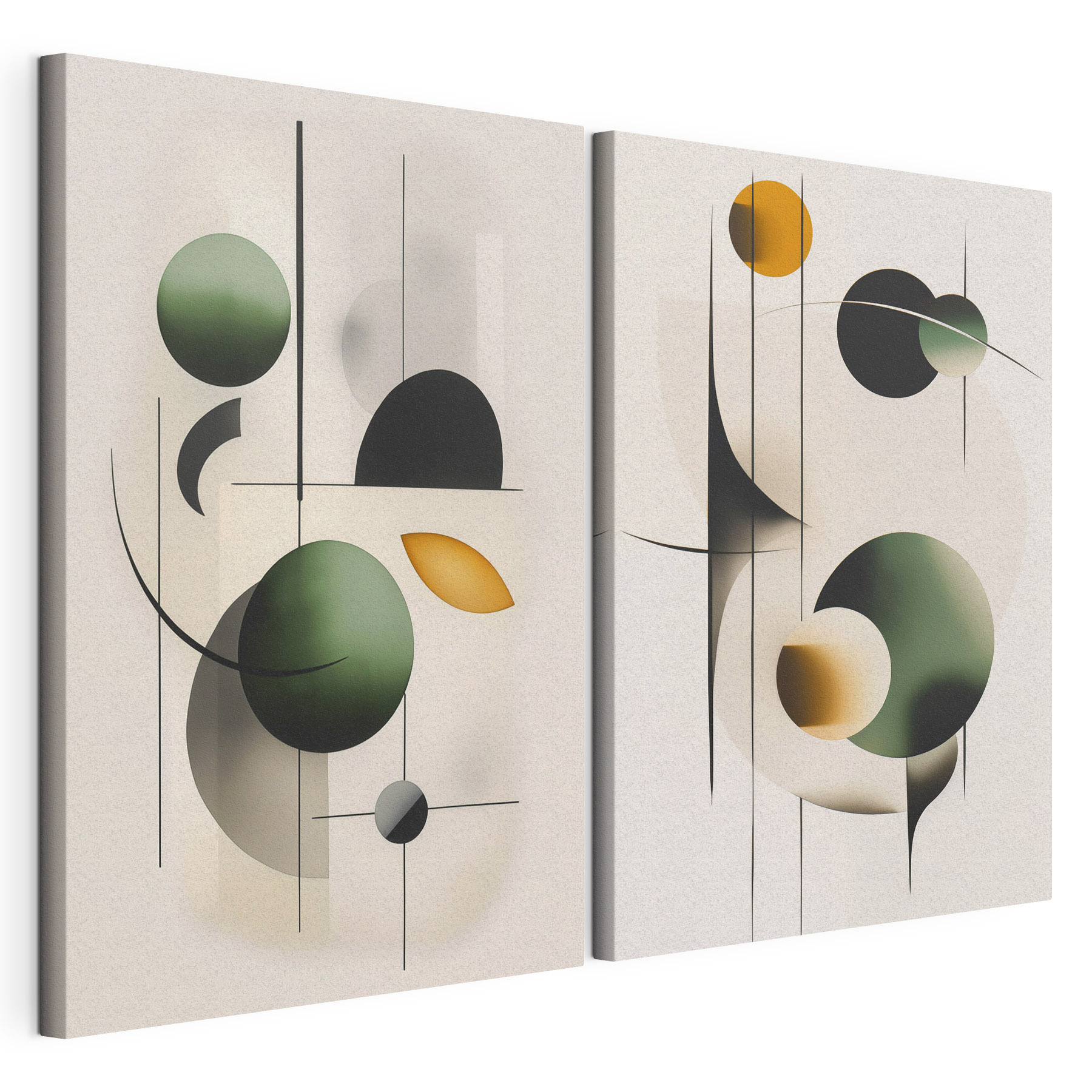 Two images of circles and lines