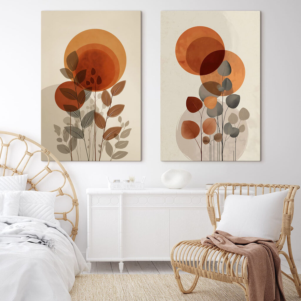 - Vibrant circles with leafy accents