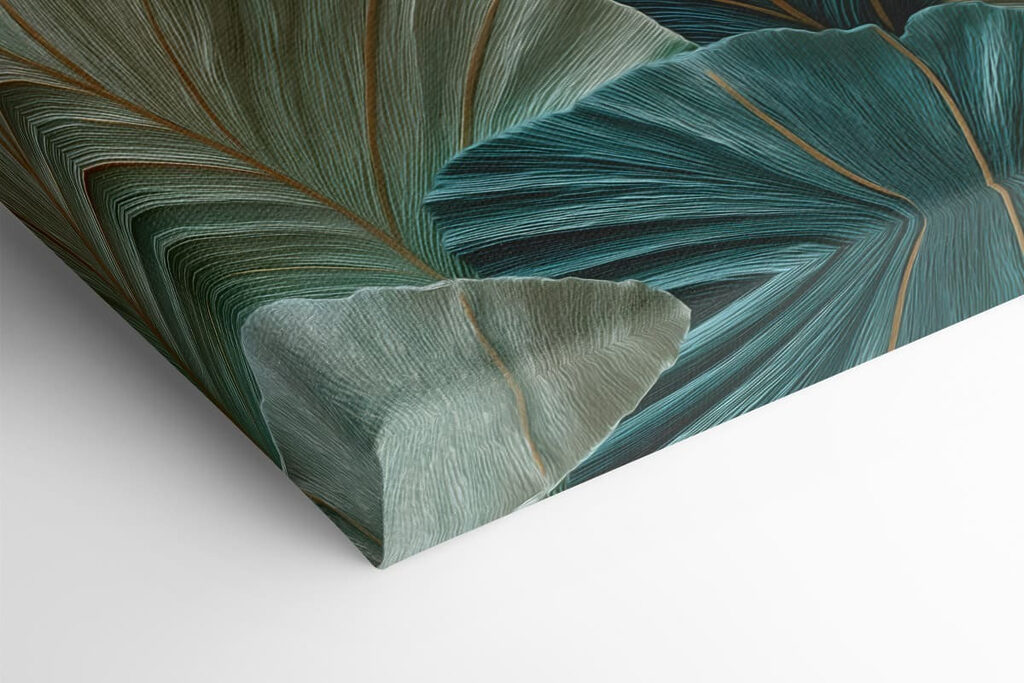 Green and beige leaves composition art