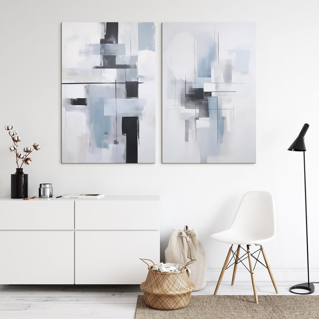 Painting of a grey and black art