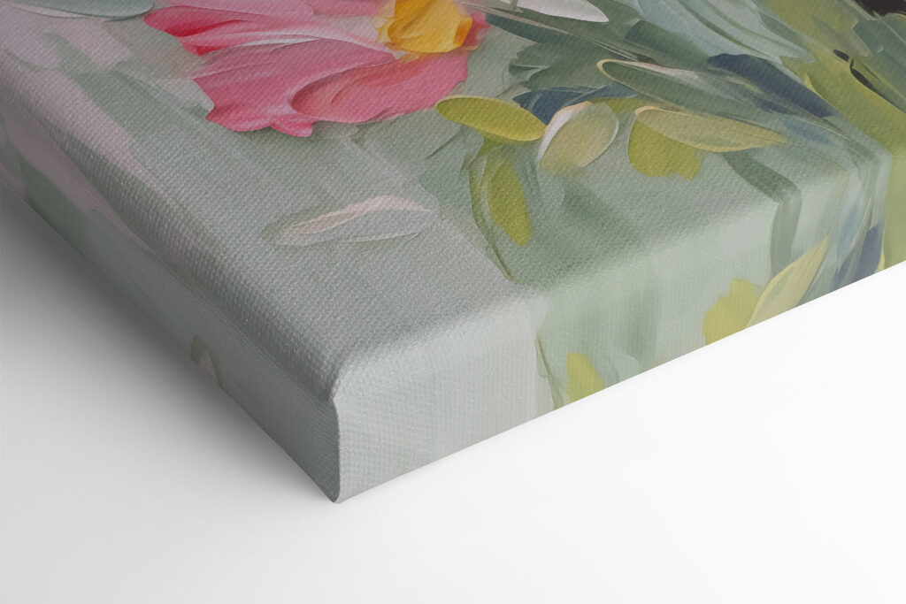 Painting of flowers on canvas