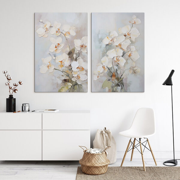 Painting of flowers on a grey background