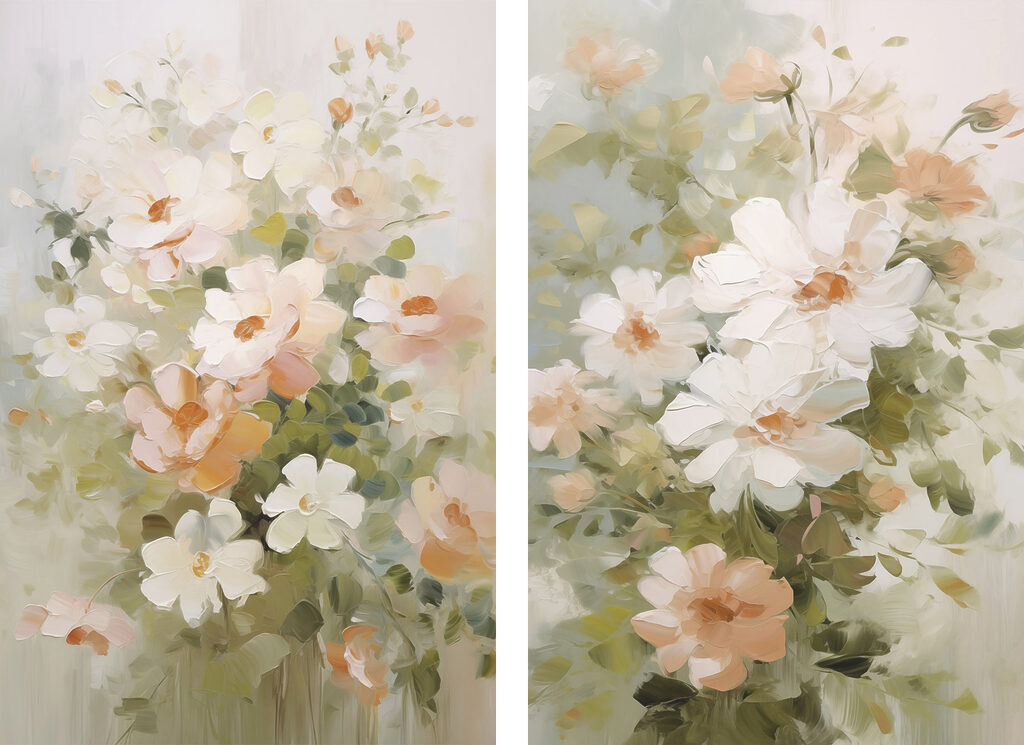Painting of flowers on canvas